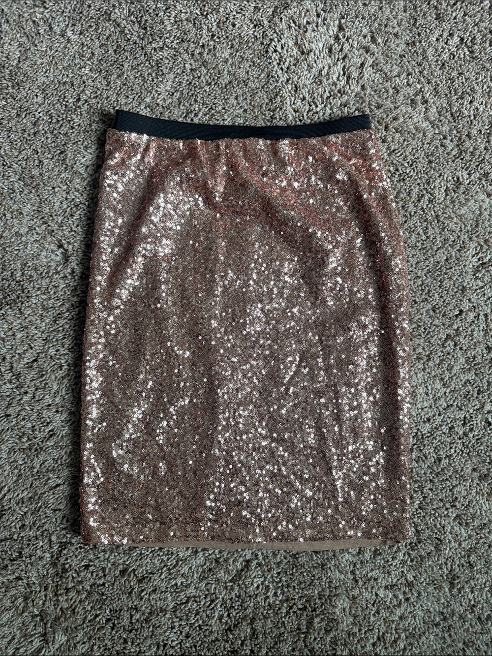 Sequin Pencil Skirt in Rose Gold
